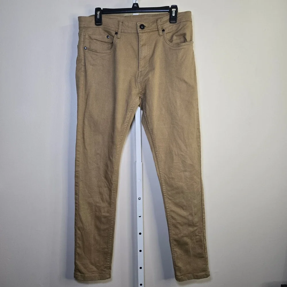 Jachs New York Mens Khaki Stretch Chino Pants 33x32 Tan E-127-P10